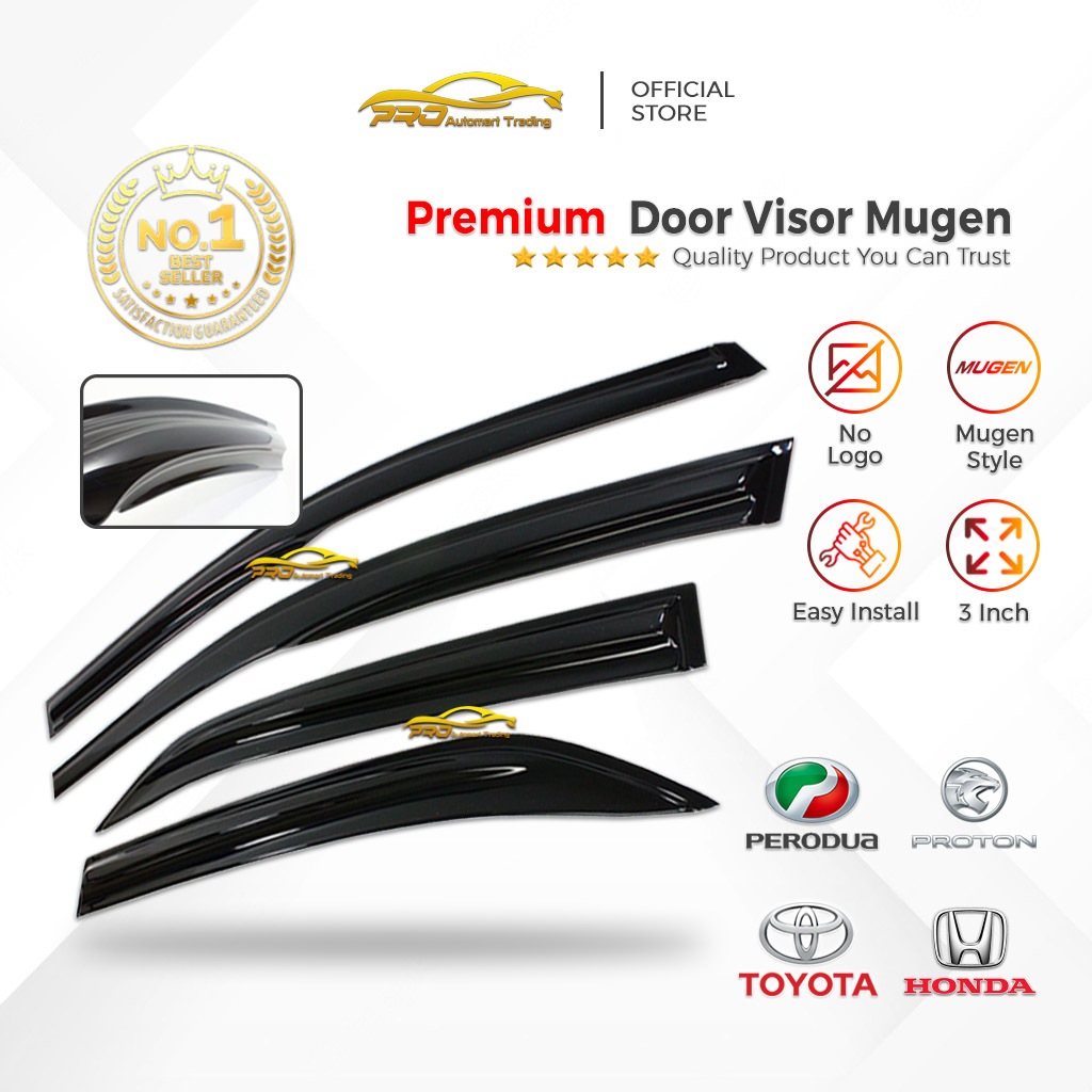 (4 PCS) High Quality Air Press Window Door Visor Mugen Wind Deflector ...