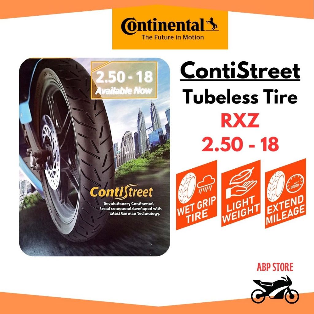 Continental Tires Motor Tyre Motorsikal Tayar Tubeless ContiStreet 2.50 ...