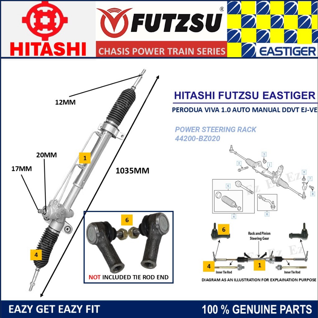 100% NEW POWER STEERING RACK FOR PERODUA VIVA 1.0 AUTO MANUAL DDVT EJ ...