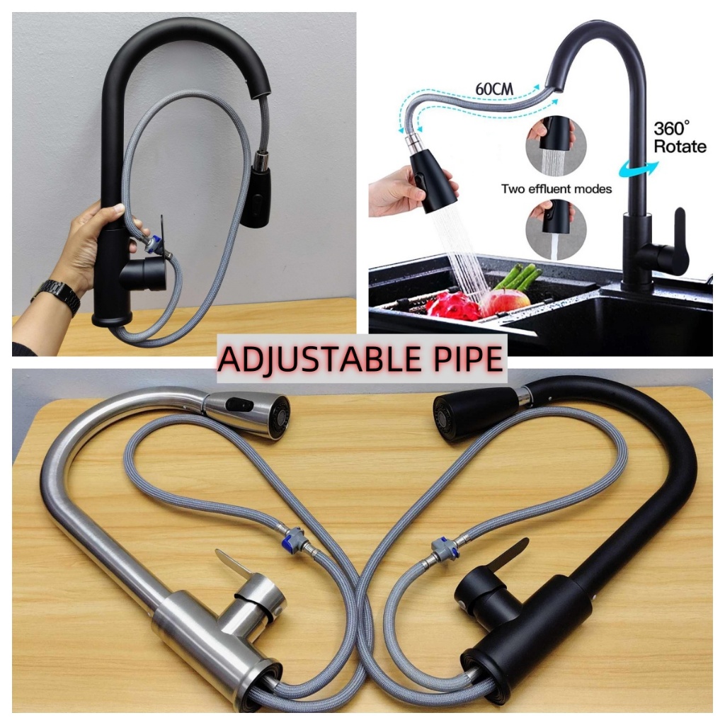 2WAY TYPE WATER SPRAY ADJUSTABLE PIPE FAUCET TAP PULL OUT KITCHEN SINK ...