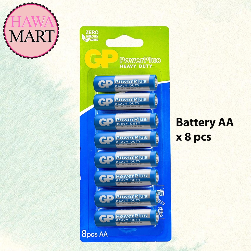 GP Battery AA PowerPlus Heavy Duty 1.5V 8pcs | Shopee Malaysia