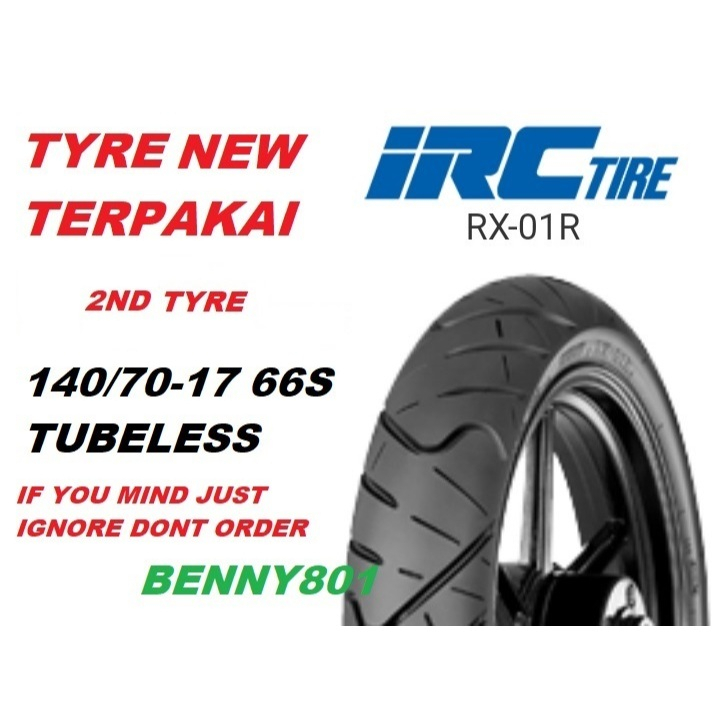 TIRE IRC 140/70-17 RX01R TUBELESS 66S MT25 MT15 R25 R15 NINJA250 ...