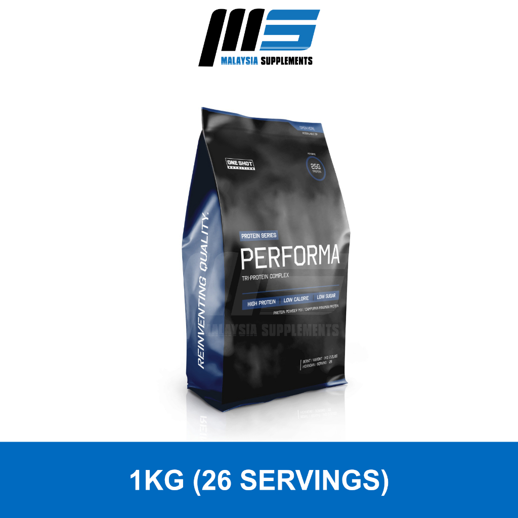 One Shot Nutrition Performa Tri-Protein Complex (1kg) - 25g Premium ...