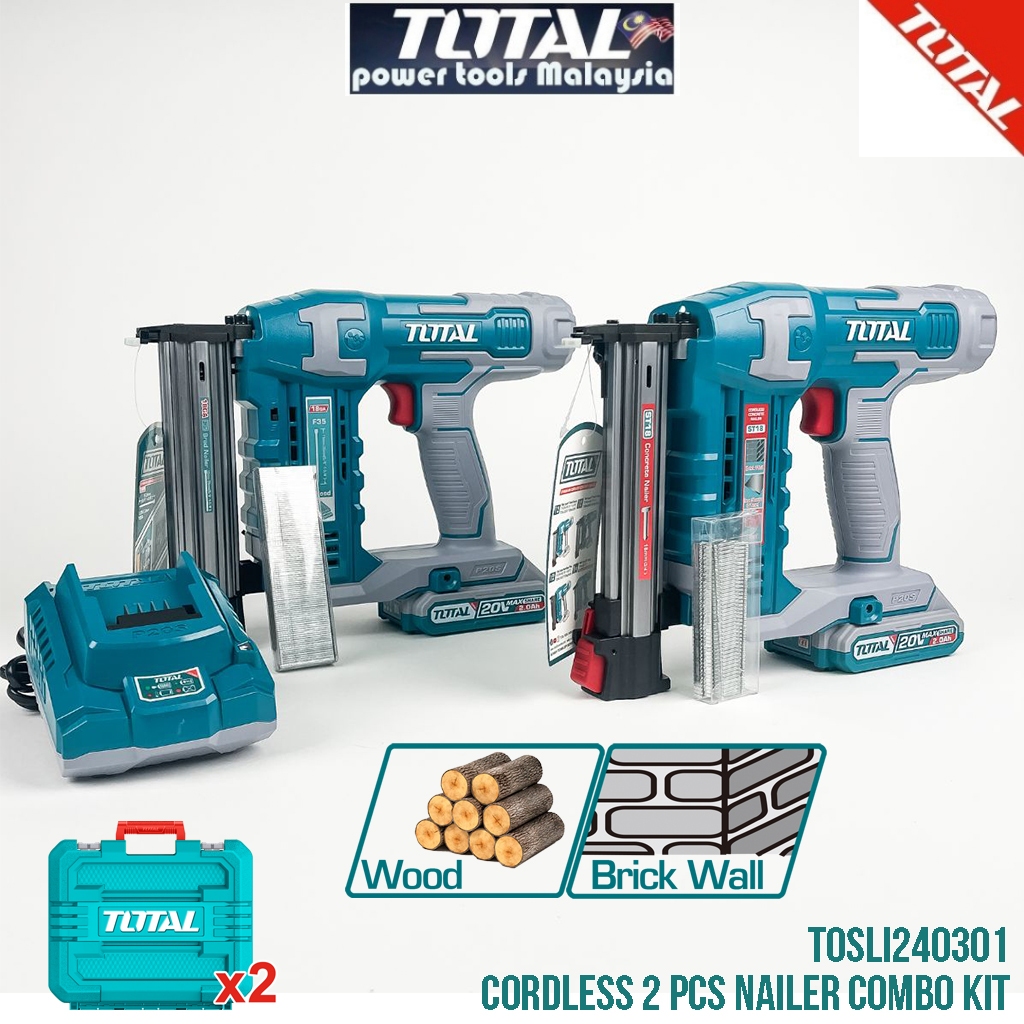 TOTAL Liion 2pcs Nail Gun Combo Kit (Brad Nailer & Concrete Nailer