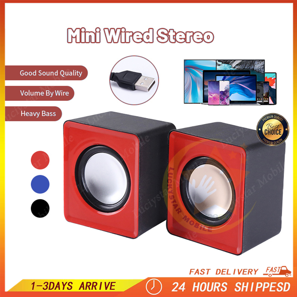 🔥Portable Mini Speakers HiFi Bass USB Wired Speakers Music 3D Stereo ...