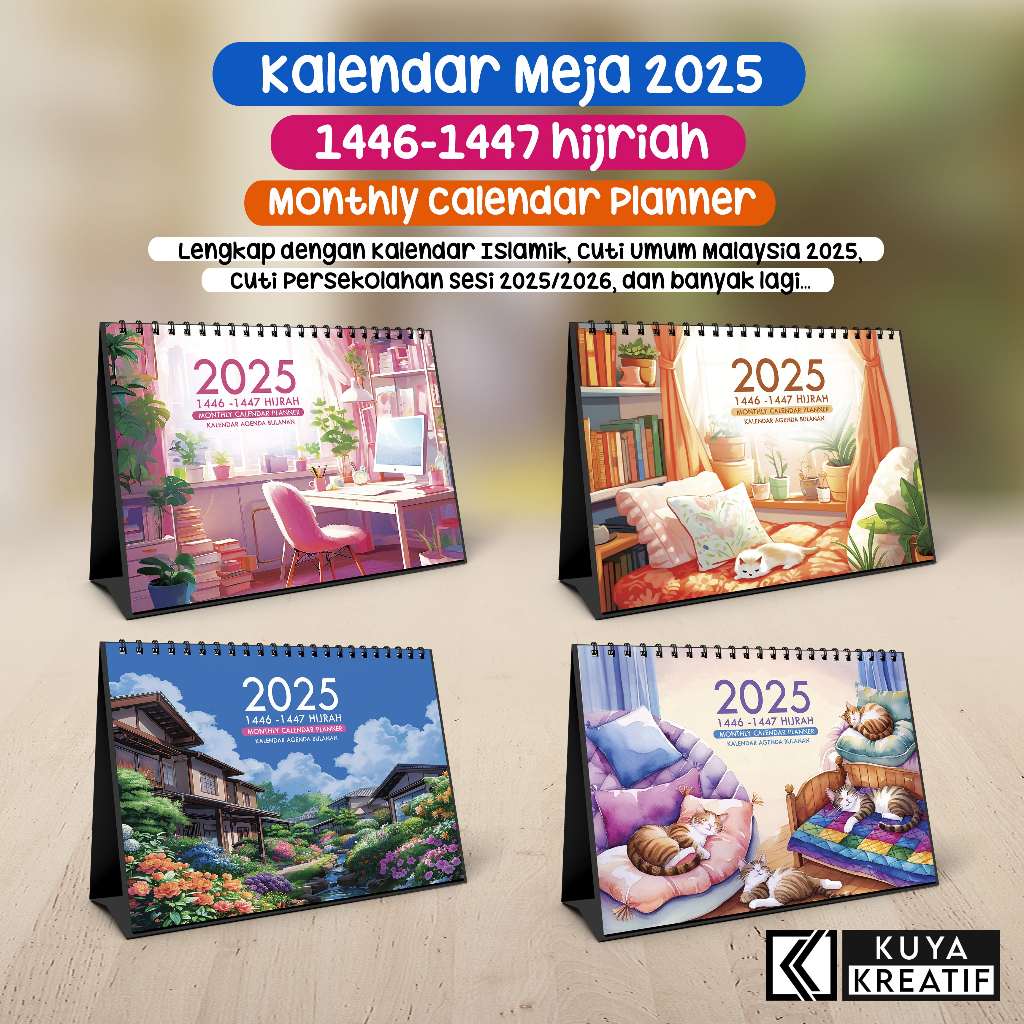 🔥[2025] KALENDAR MEJA 2025 Monthly Planner Table Calendar 2025