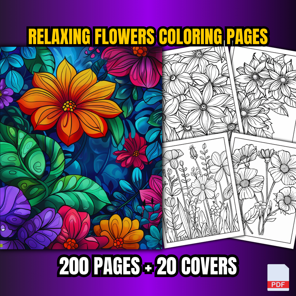 [PDF] RELAXING FLOWERS COLORING PAGES FOR ADULTS (200 PAGES +20 COVERS ...