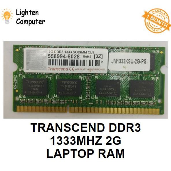 Barrette RAM Transcend 8 Go DDR3 1333 MHz - TS8GAP1333E3D - Non-ECC Unbuffered