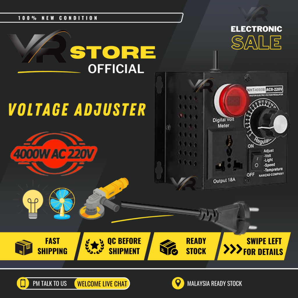 AC 220V 4000W SCR Voltage Regulator Dimmers Motor Speed Controller ...