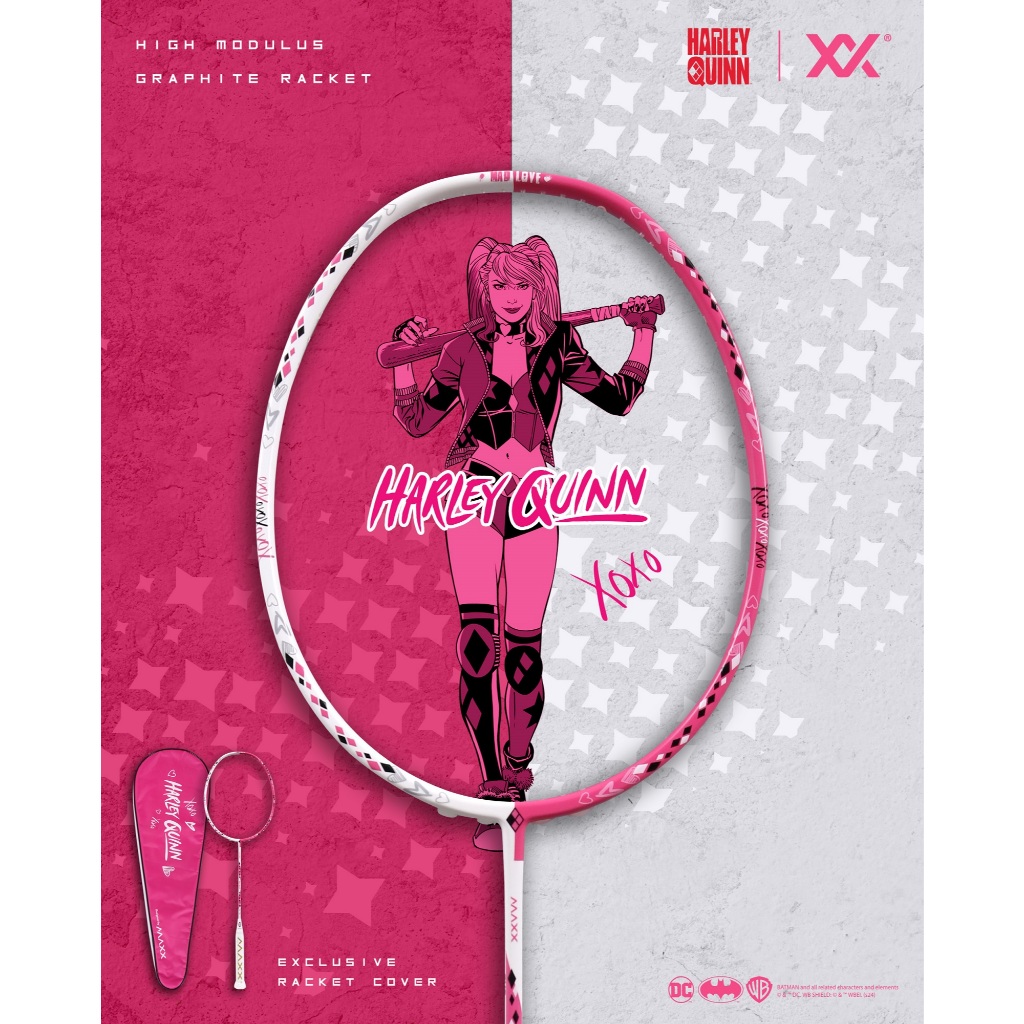 MAXX x HARLEY QUINN BADMINTON RACKET 6U WITH FULL COVER (100% ORIGINAL ...