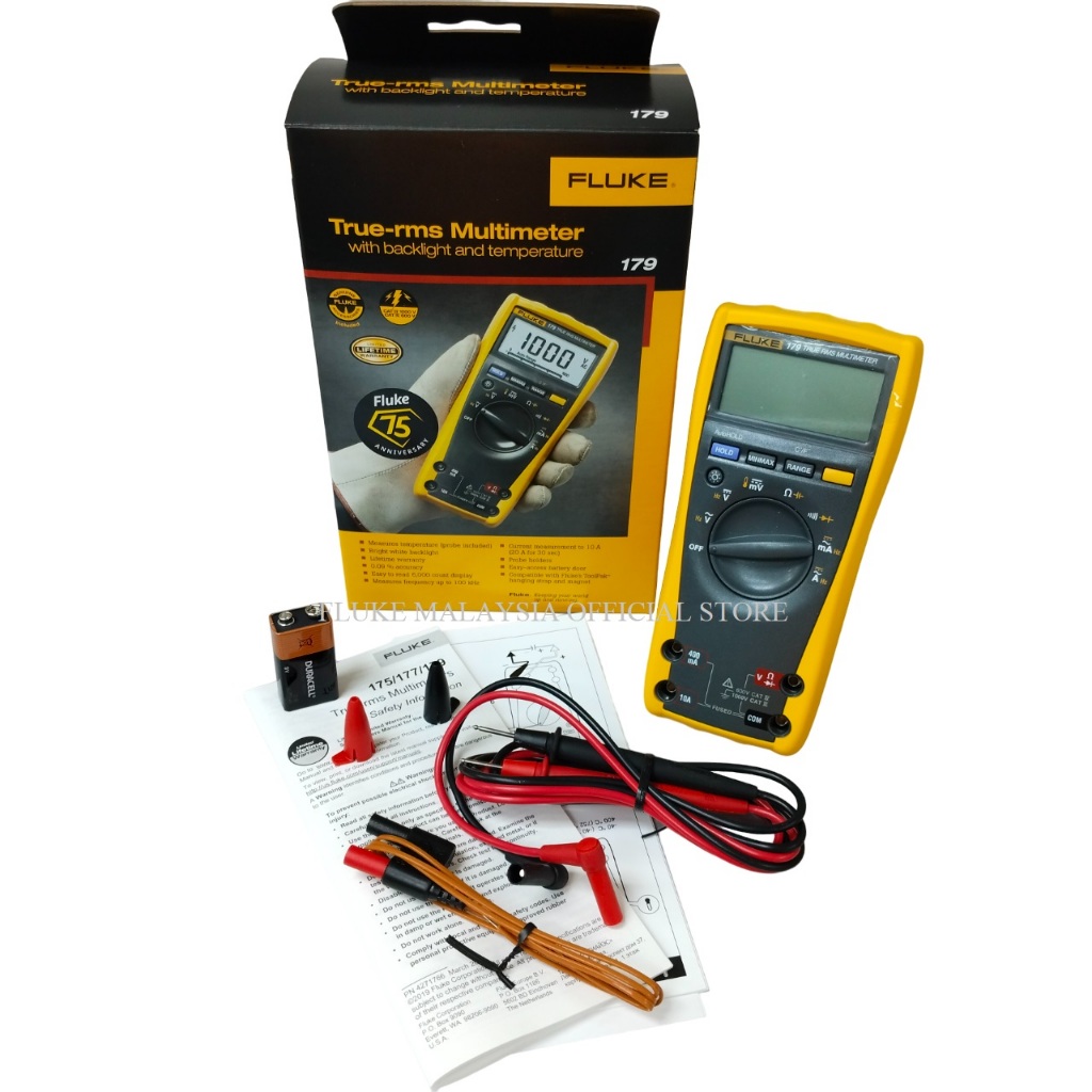 Fluke 179 True-RMS Digital Multimeter with Backlight & Temperature ...