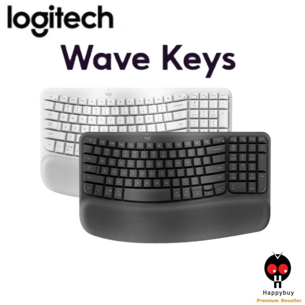 LOGITECH WAVE KEYS WIRELESS ERGONOMIC KEYBOARD WITH CUSHIONED PALM REST ...