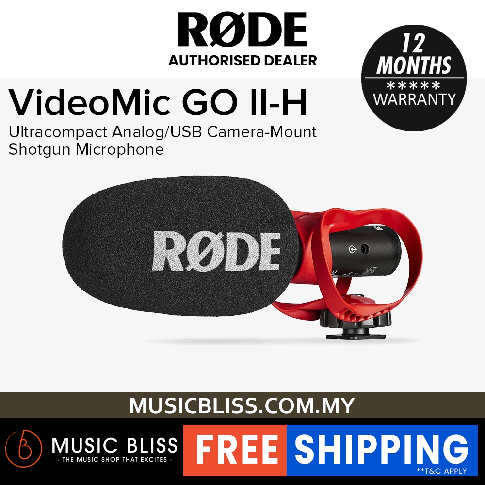 Rode VideoMic GO IIH Analog/USB CameraMount Shotgun