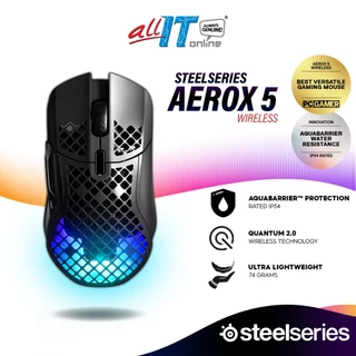 SteelSeries Aerox 5 Wired / Wireless Ultra Lightweight Super-Fast Mouse with AquaBarrier™, Stunning RGB, Holey Shell