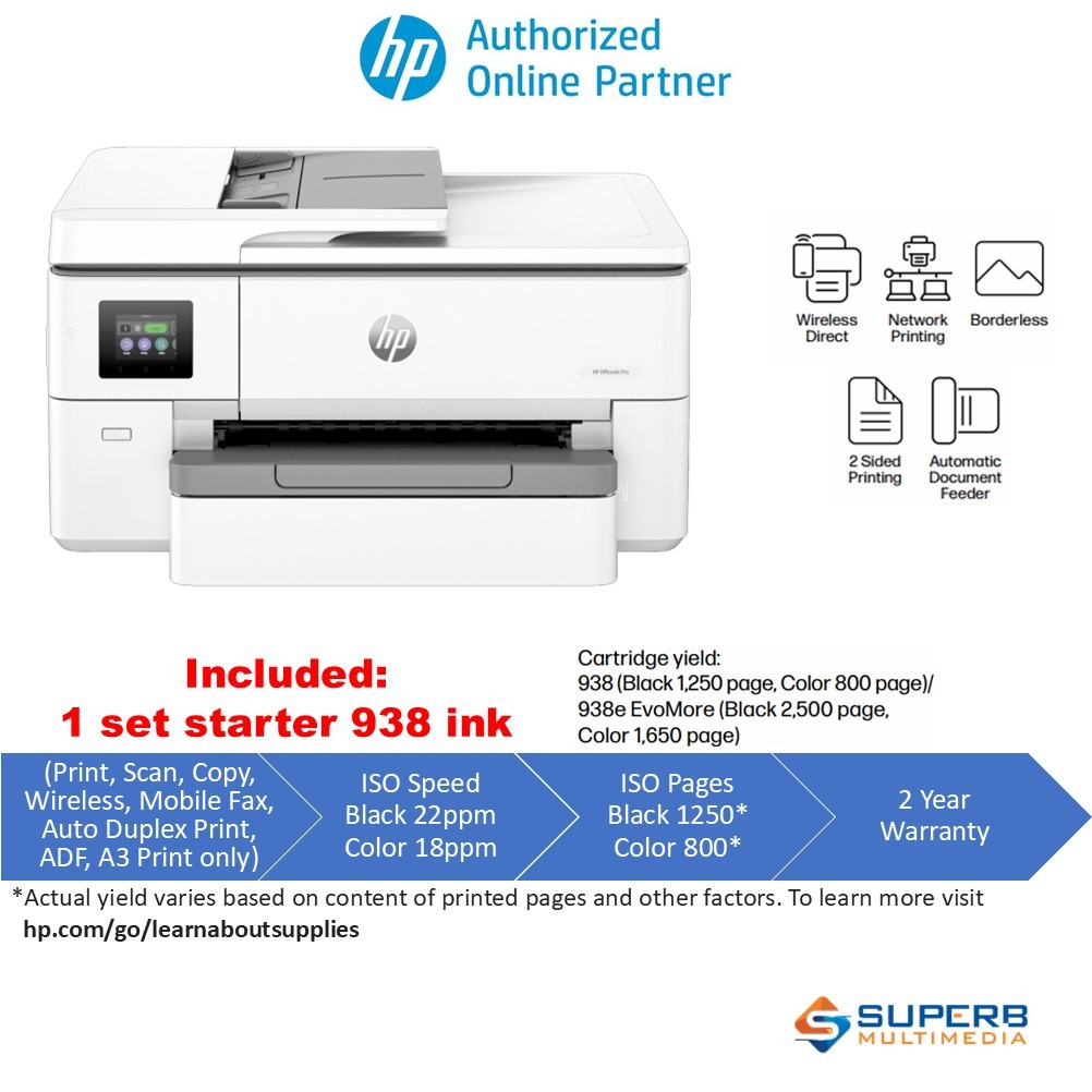 HP OfficeJet Pro 9720 Wide Format All-in-One A3 Printer (E-Wallet T&G ...