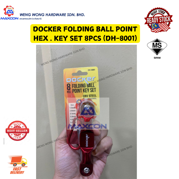 DOCKER FOLDING BALL POINT HEX . KEY SET 8PCS (DH-8001) | Shopee Malaysia