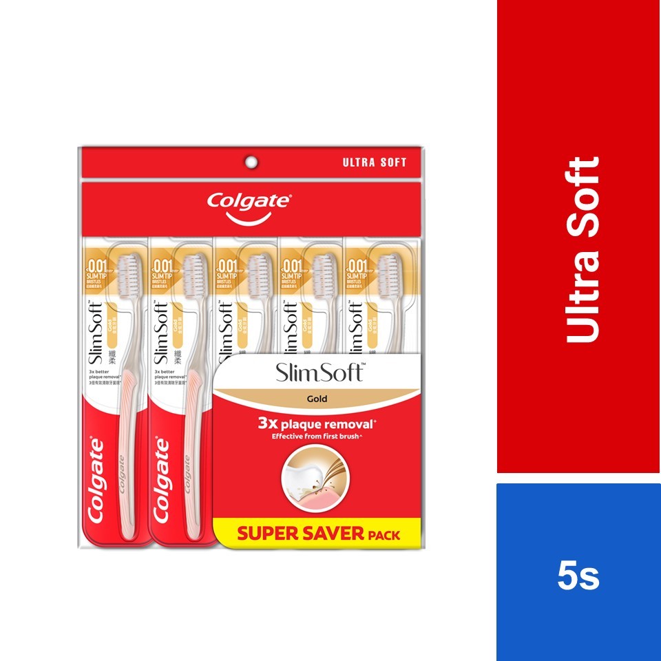 Colgate SlimSoft Charcoal Gold Toothbrush Ultra Soft 5s [Valuepack ...