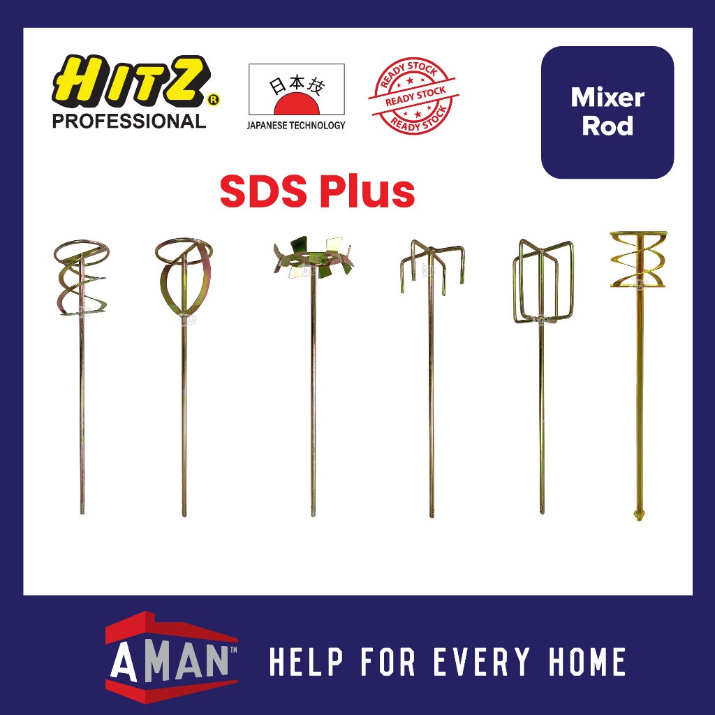 HITZ SDS Plus M12 M14 Cement Paint Plaster Mixer Spiral Concrete Mixer ...
