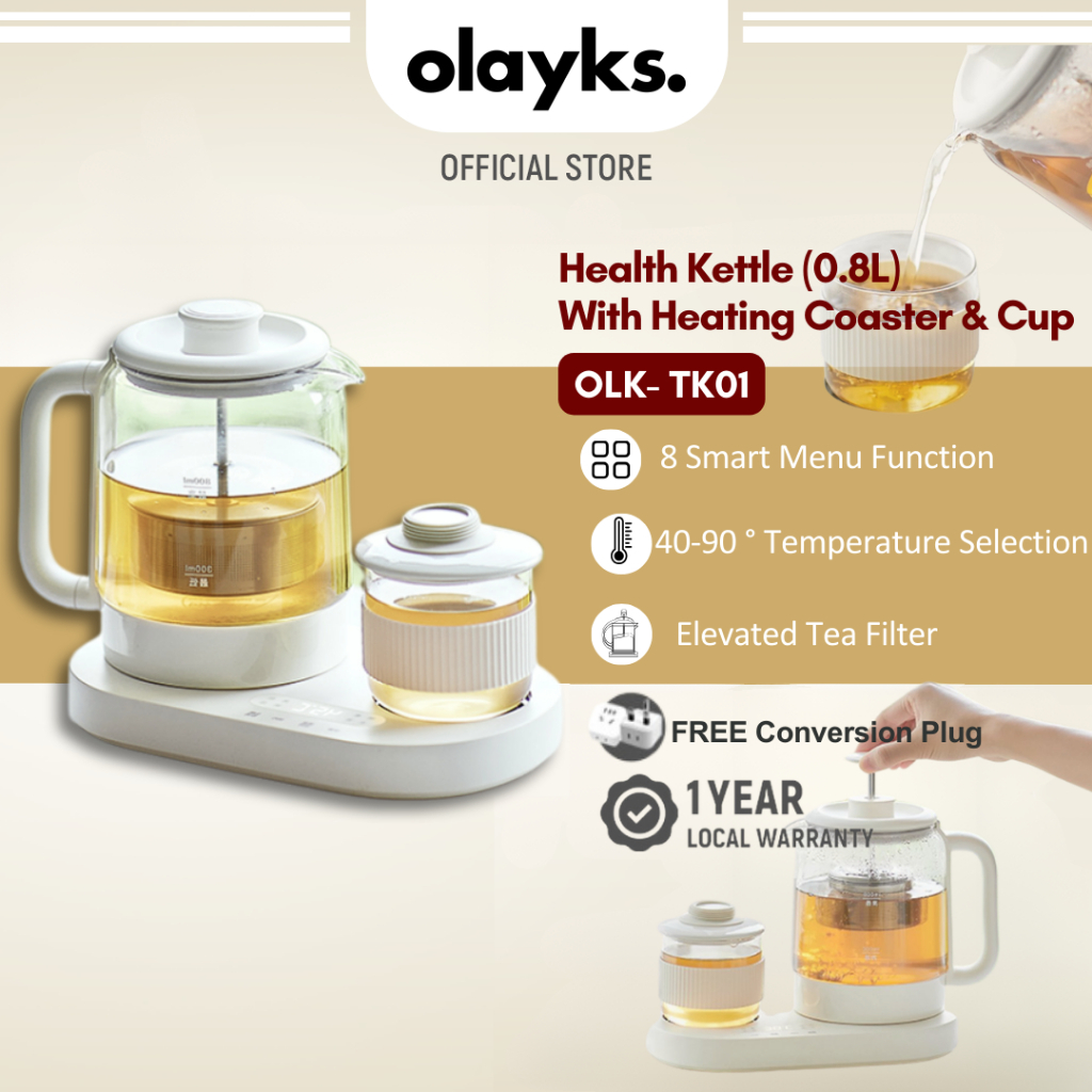 Olayks 0.8L Multifunction Electric Health Kettle 2in1 With Heating ...