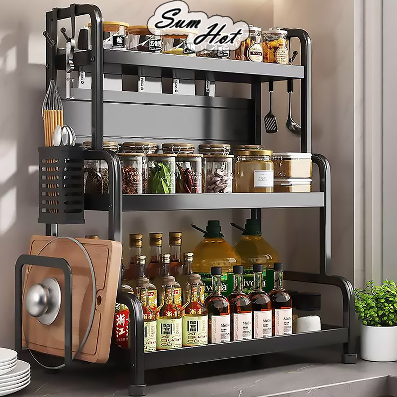 Kitchen Rak Dapur Spice Rack Serbaguna Kitchen Storage Rack Seasoning ...