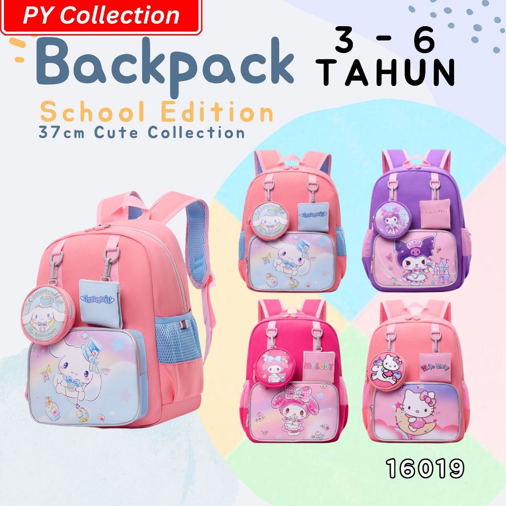 16019 Kids Tadika Backpack /3-6 Tahun 37cm Sanrio Design Kids Backpack ...