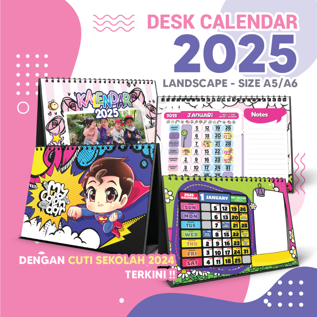 CUSTOM Desk Calendar 2025 Kalendar 2025 Custom Hard Stand Desk