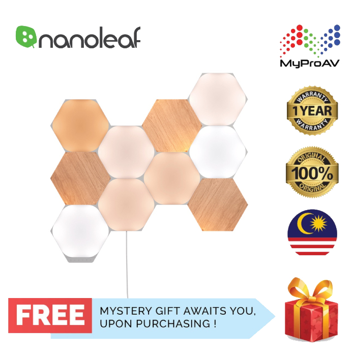 Nanoleaf Hexagon Starter Kit [7 Wood Look] Wall Light for decoration ...