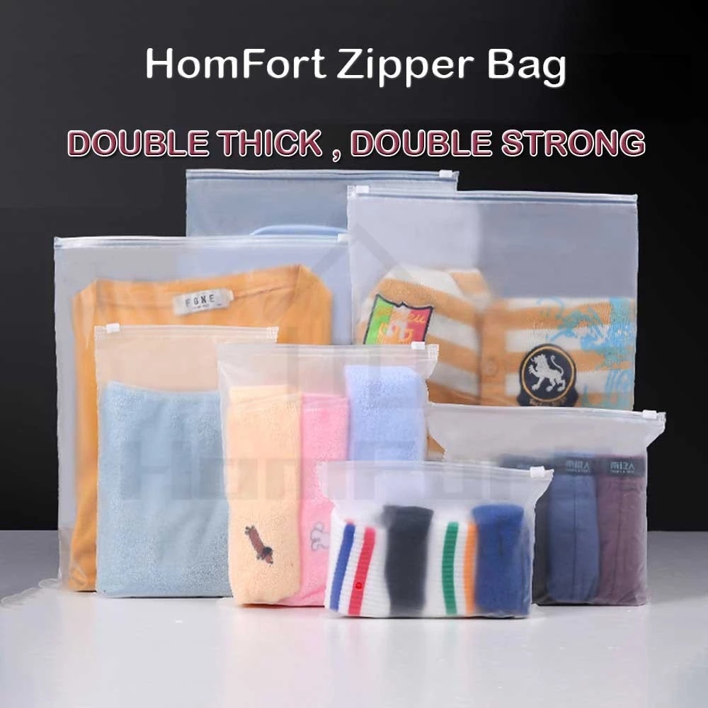 【Ready Stock】Frosted plastic bag clothing storage packaging bag vent hole  sealed bag bag scrub clothing translucent衣物收纳袋