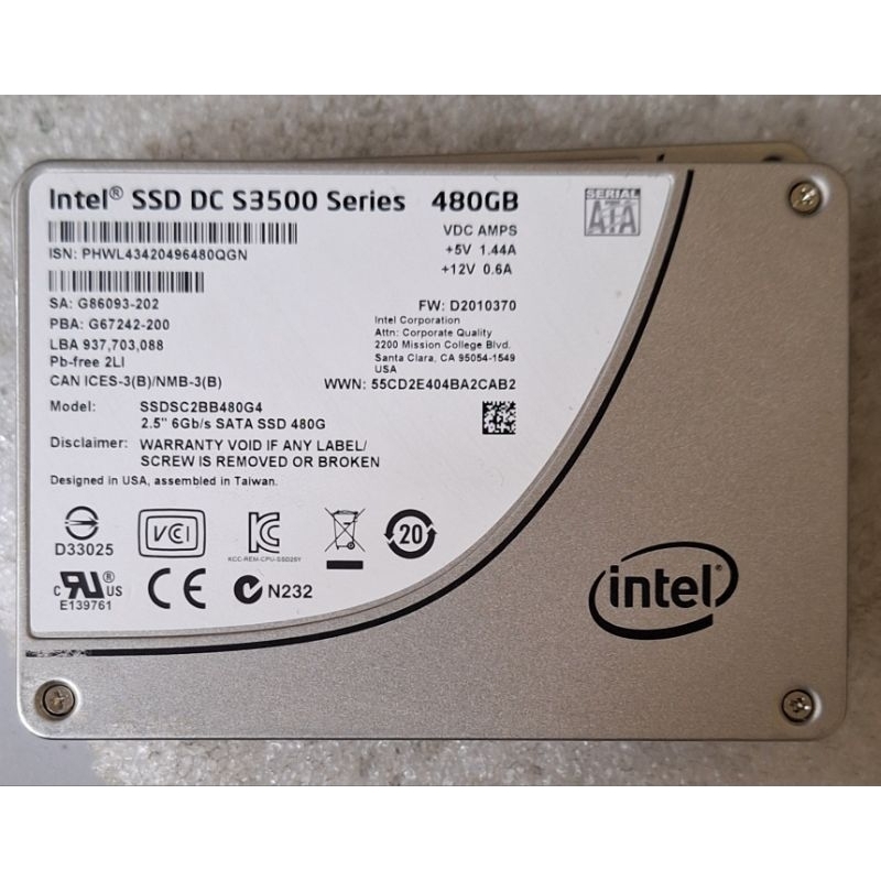 INTEL DC 2.5" SATA SSD S3500 S3510 S4500 S4610 S520 SERIES SSD 1.6TB ...