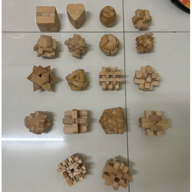 Lu Ban Suo鲁班锁孔明锁木制成人儿童益智玩具全套装 Wooden Luban Lock IQ Brain Teaser ...