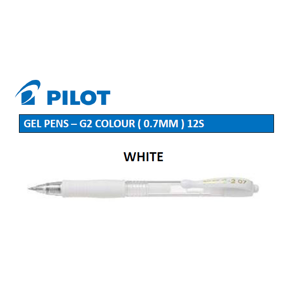 Pilot G2 Gel Pen 0.7 White Color (Pen, Gen, Color Pen, Stationery ...