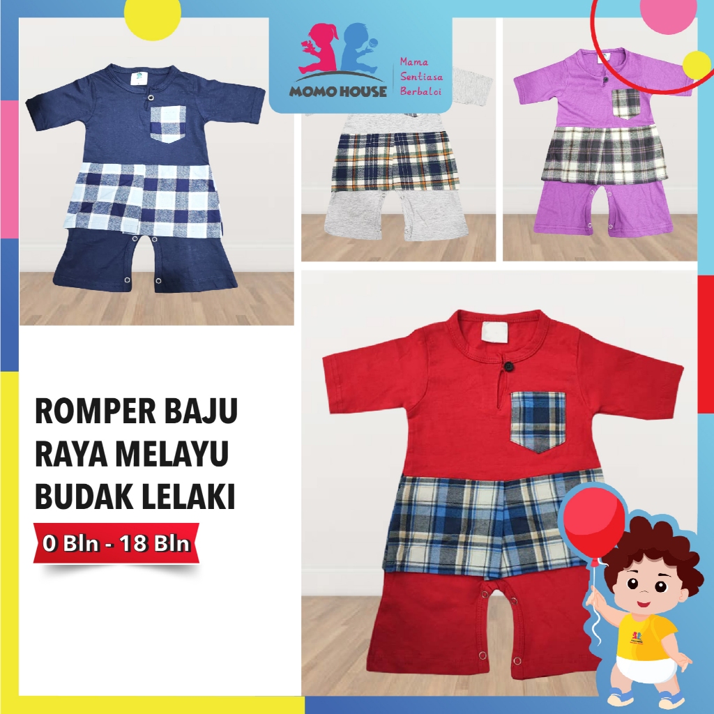Baby Baju Raya Baby Boy Baju Melayu Newborn Romper Baju Melayu Rompers ...