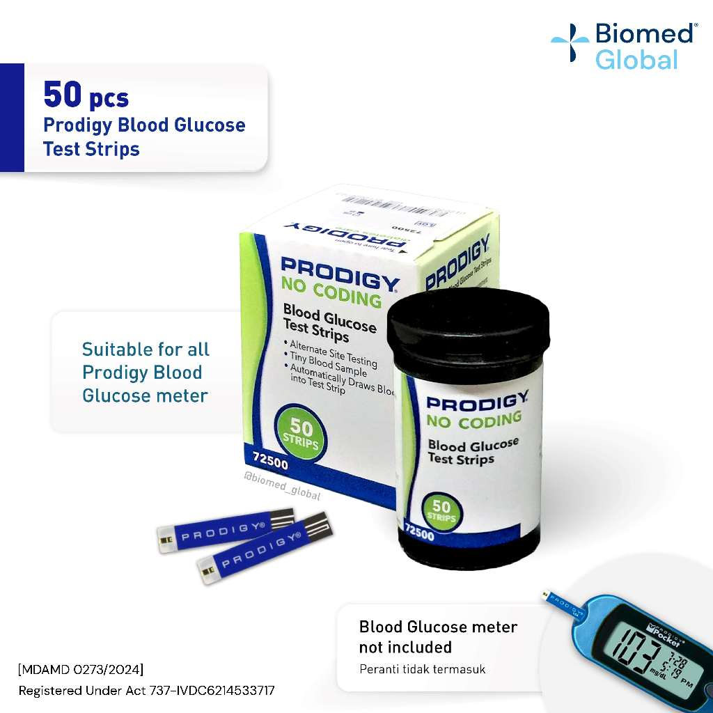 Blood Glucose Test Strip, for Prodigy Meter, 50 strips/Box (EXPIRY- JUN ...