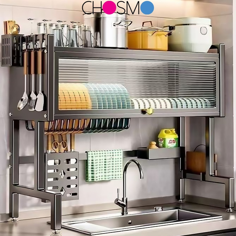 65-125cm Dish Cabinet Rack Over-Sink Dish Drainer Drying Rack Plate ...