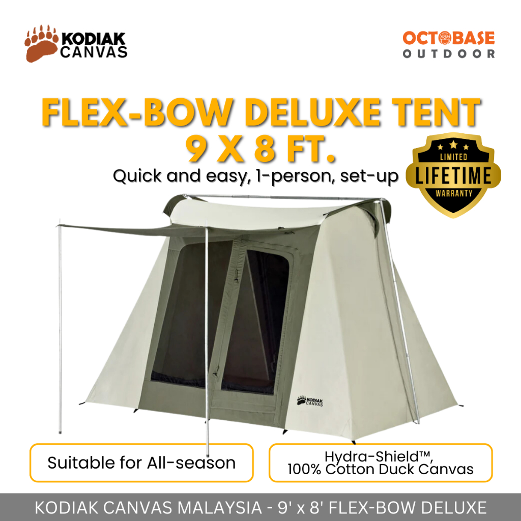 KODIAK CANVAS FLEX-BOW 9'x8' CANVAS DELUXE CAMPING TENT HEAVY