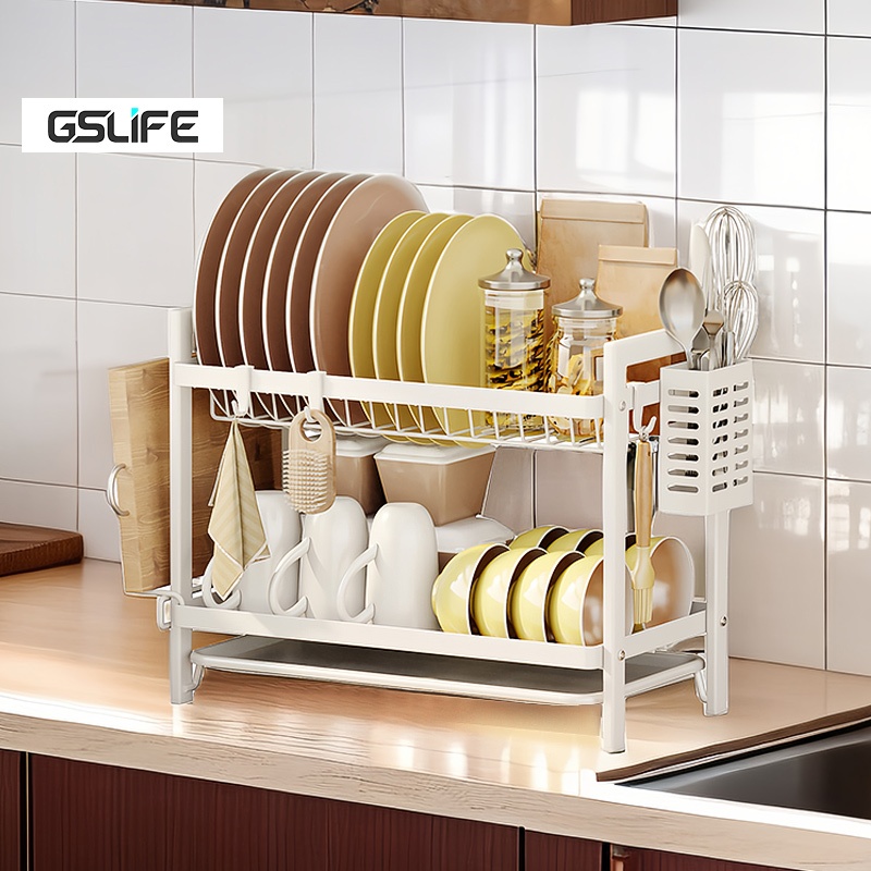 GSlife 2/3 Tier Dish Drying Rack Dish Drainer Rak Piring Kitchen ...