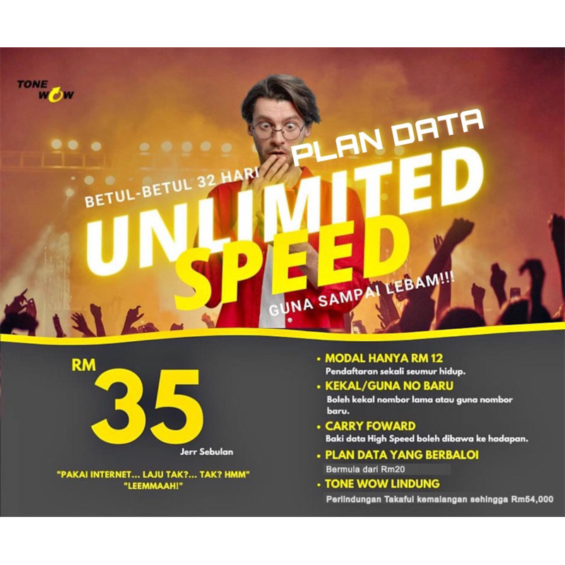 SIMKAD UNLIMITED DATA & UNLIMITED SPEED | TONEWOW | DIGI + CELCOM ...