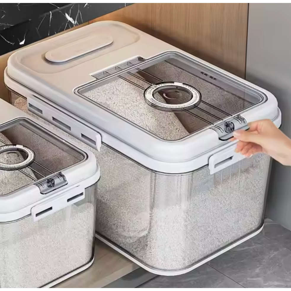 Premium Food-Grade Magnetic Rice Storage Box with Measuring Cup ...