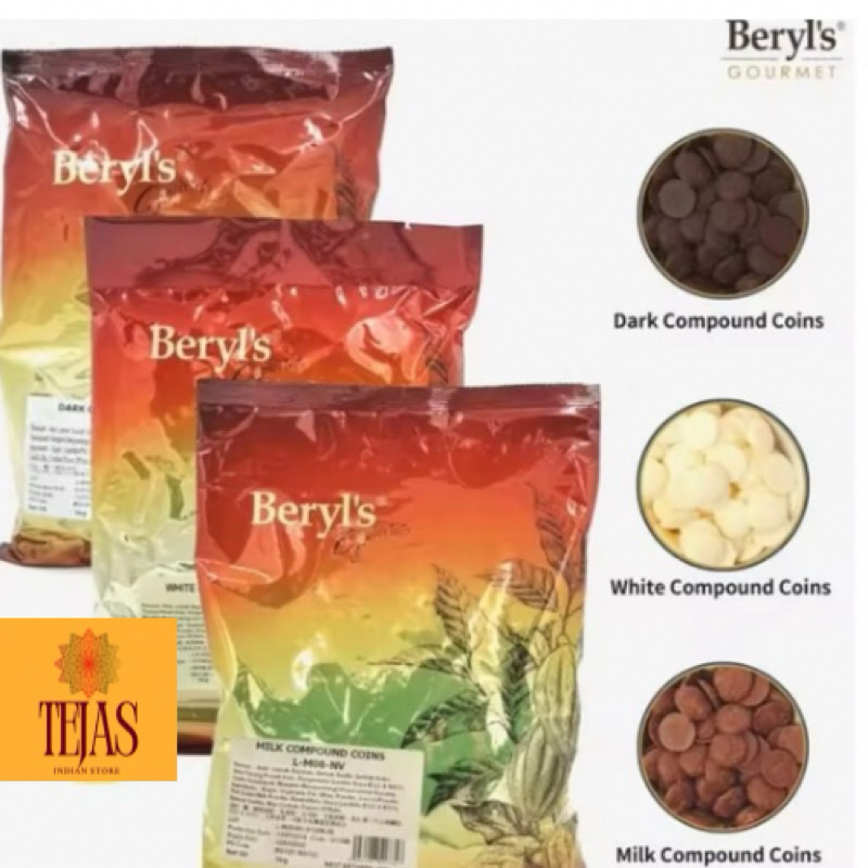 Beryl's Chocolate Compound Coin (Milk/ Dark / White) 1kg/1.5kg | Shopee ...