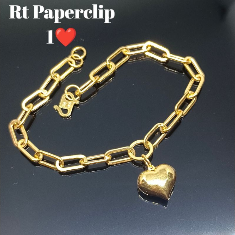 Rantai tangan paperclip emas tulen 916 | Shopee Malaysia