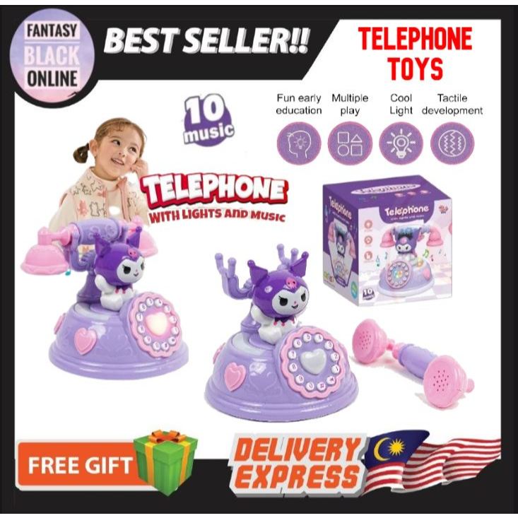 #ReadyStock Telephone Toys With Light And Songs Kuromi Phone Mainan ...