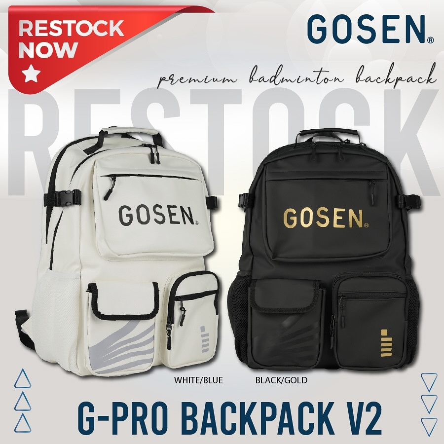 GOSEN G-PRO BACKPACK V2 (WHITE / BLACK) BADMINTON BAG ORIGINAL 100% ...
