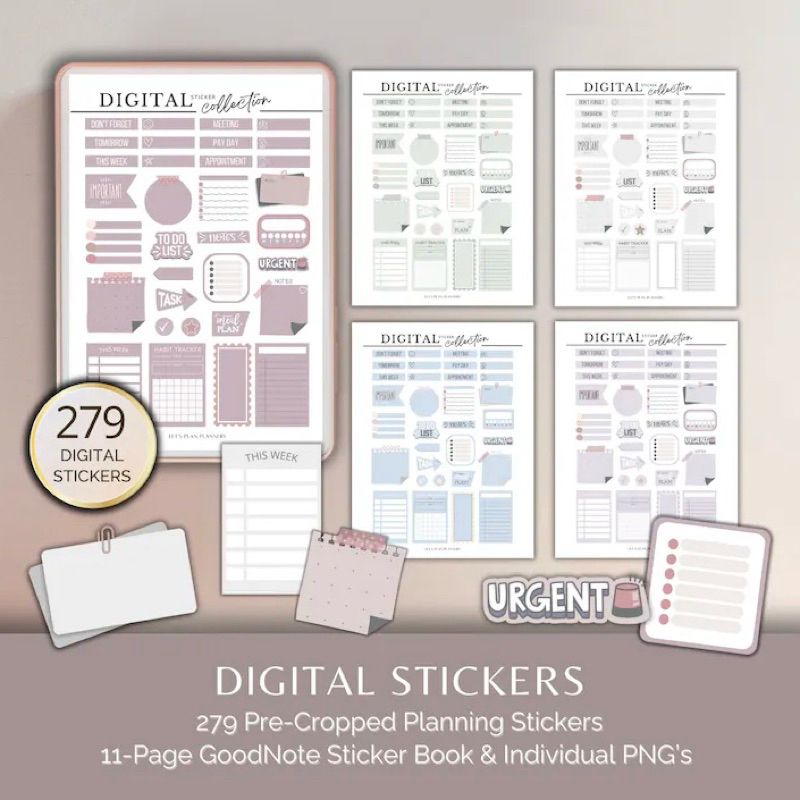 Digital Sticker Set - Planner Stickers with GoodNotes Sticker Book ...