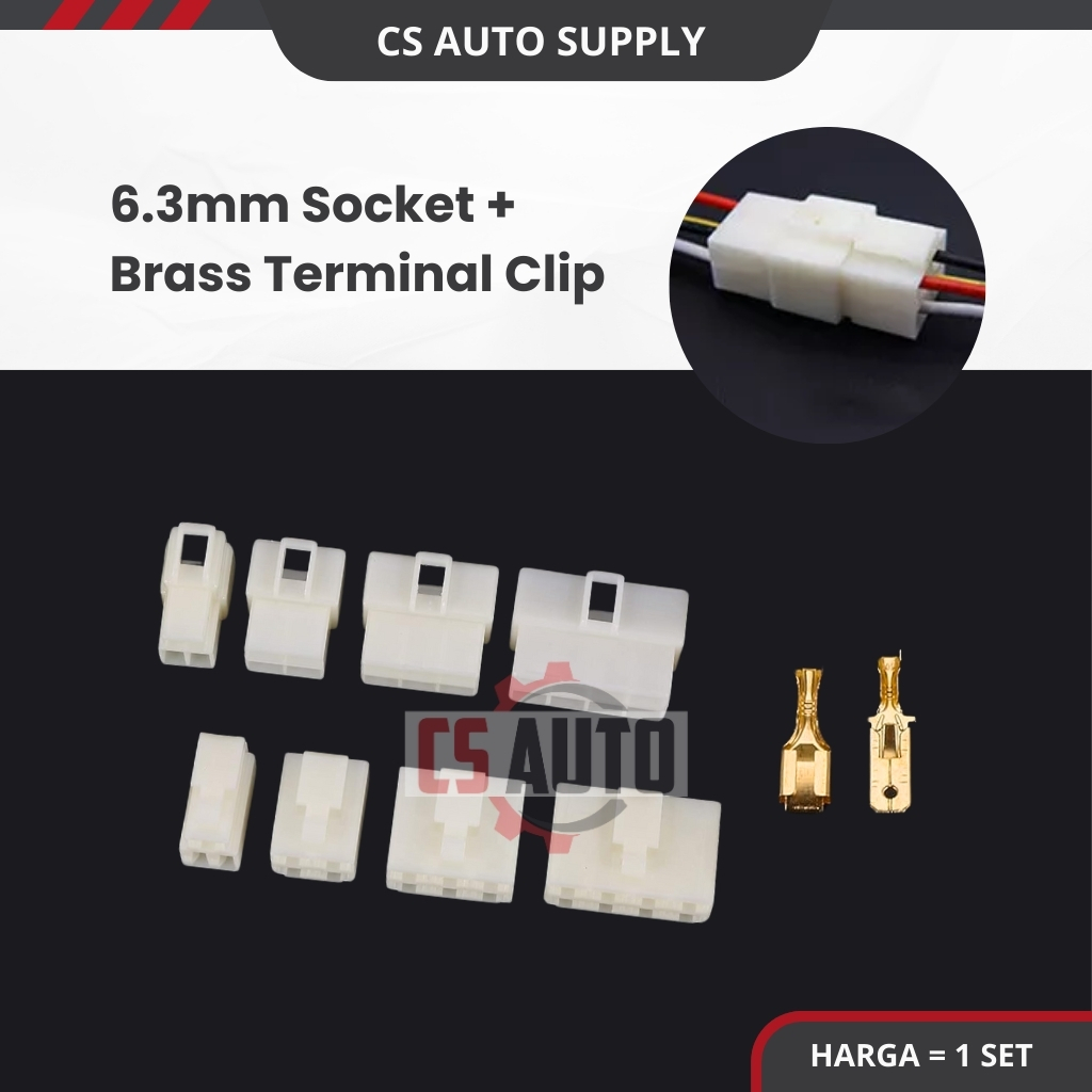6.3mm Socket + Terminal Connector Clip Automotive Wire Universal Wayar ...