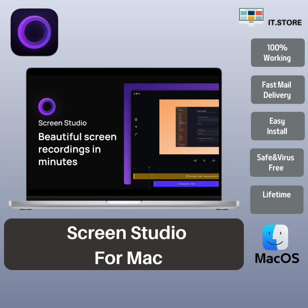 Screen Studio Lifetime for Intel Mac Or M1/M2/M3/M4 Chip Apple Silicone ...