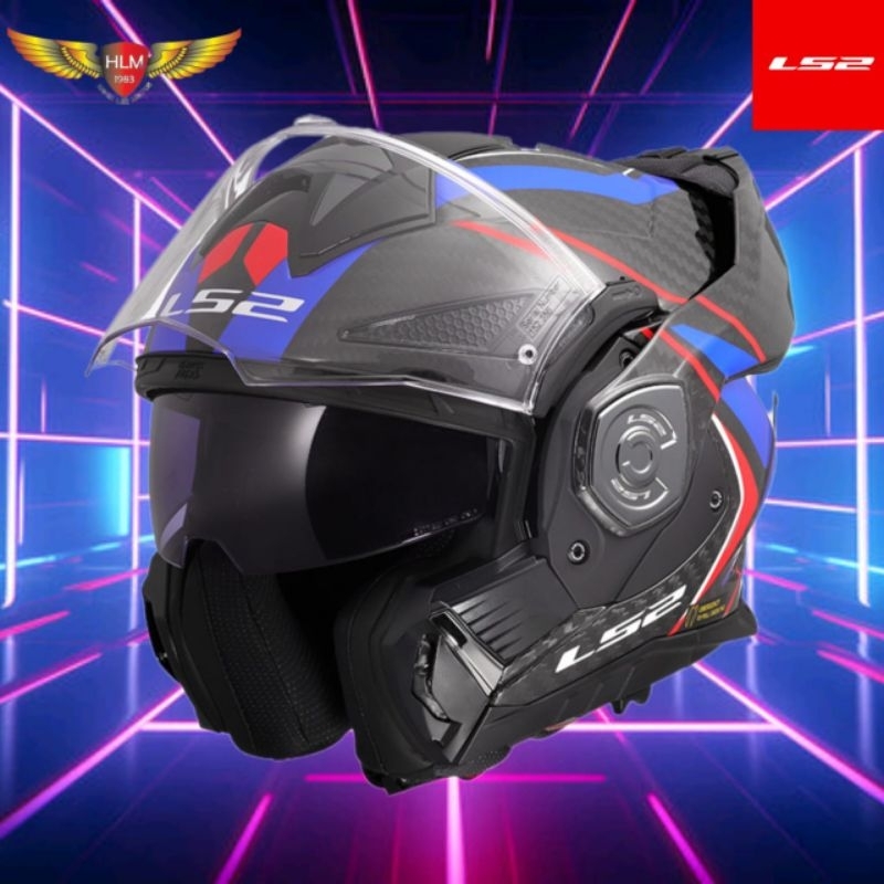 LS2 FF901 ADVANT X CARBON FUTURE II WHITE BLUE 180 MODULAR HELMET ...