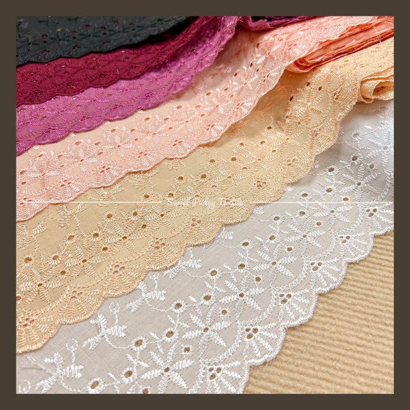 Cotton lace/ Kain Renda/ Renda telekung/ 花边辅料 / Bidang 10cm | Shopee ...