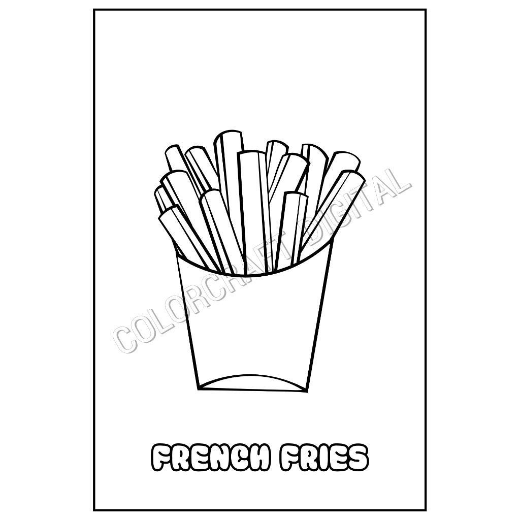 [PDF PRINTABLE] Food - French Fries | Coloring Page | Shopee Malaysia