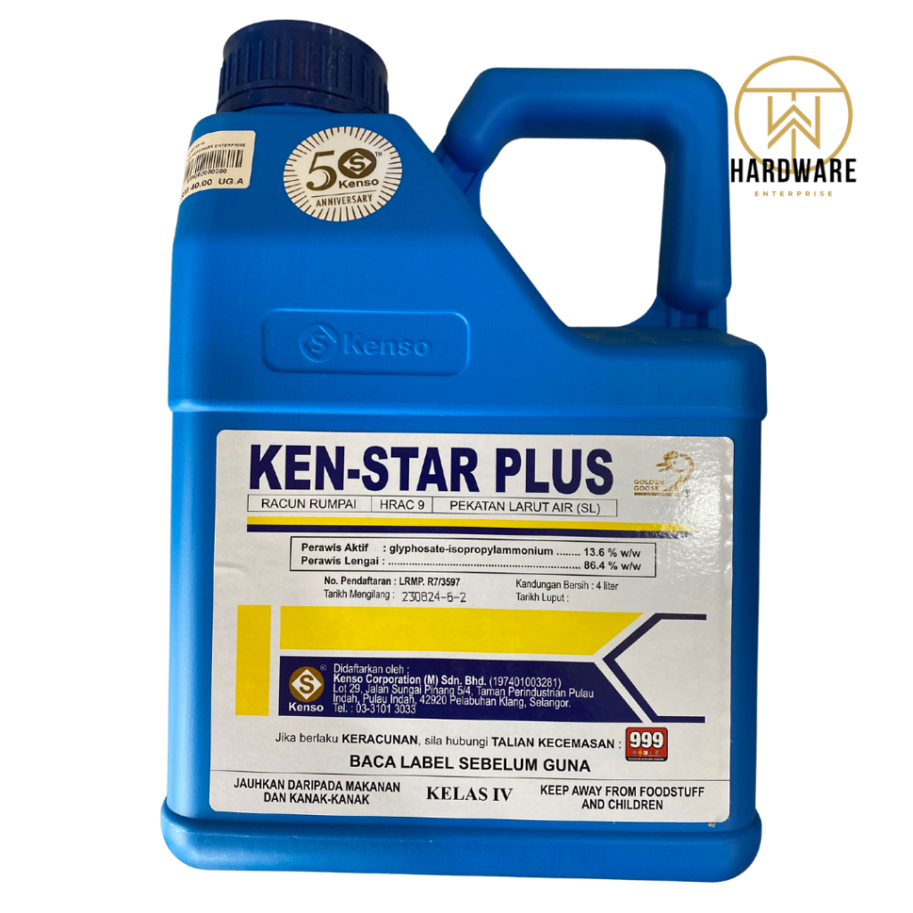 KEN-STAR PLUS 4L Glyphosate 13.6% / Racun Rumpai Tahan Lama / 100% ...