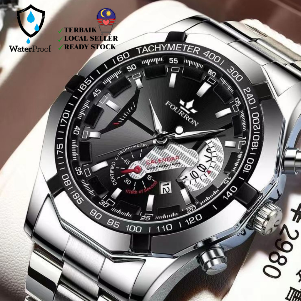 FOURRON JAM MUKA BESAR KALIS AIR DGN TARIKH WATERPROOF BIG WATCH FACE ...